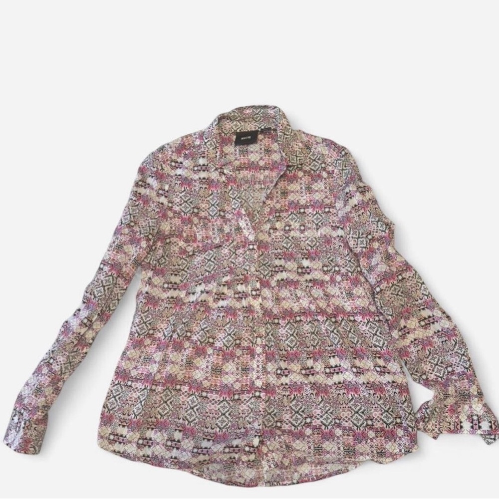 Maeve by Anthropologie Pink Islet Lightweight Breezy Button Down